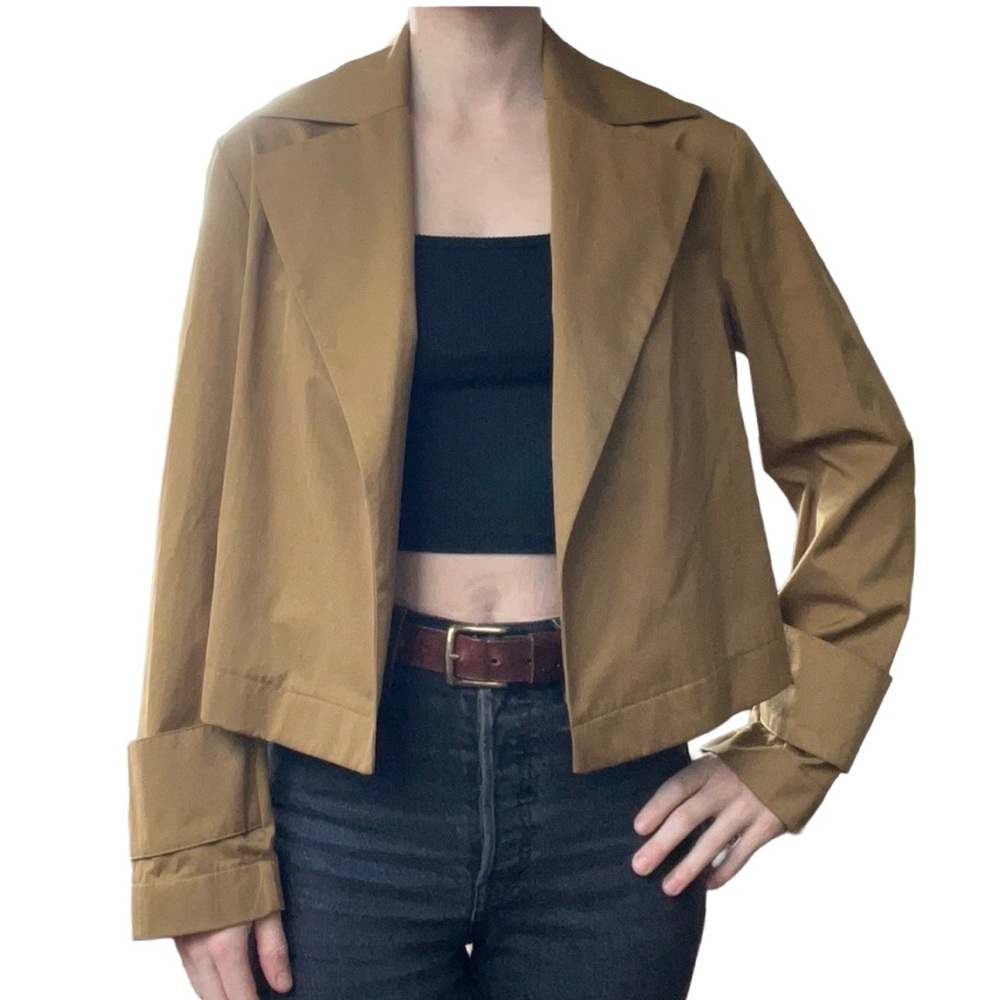 Stylish Women's Tan/Camel Blazer/Crop Trench